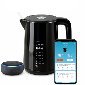 Kettle+ by Mulveri  | Smart WiFi Kettle with Alexa & Google | Temp Control | Keep Warm | 1.7L | Stainless Steel